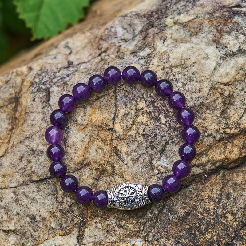 WorldNorse Wikinger-Runen-Armband mit Vegvisir und Kristallperlen - Amethyst - image 10