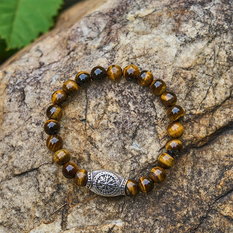 WorldNorse Wikinger-Runen-Armband mit Vegvisir und Kristallperlen - Tigerauge - image 15
