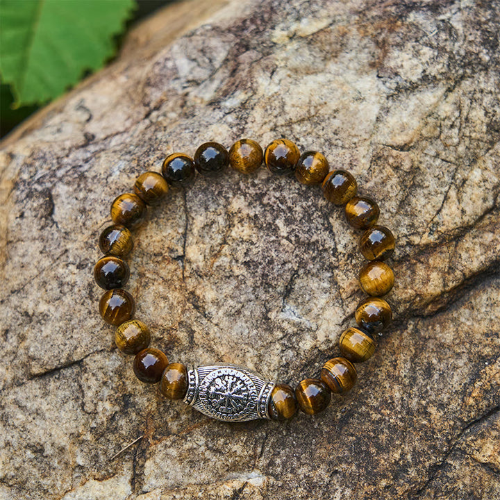 WorldNorse Wikinger-Runen-Armband mit Vegvisir und Kristallperlen - Tigerauge - image 15