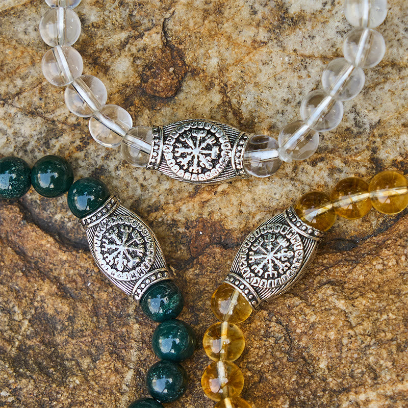 WorldNorse Wikinger-Runen-Armband mit Vegvisir und Kristallperlen - image 2