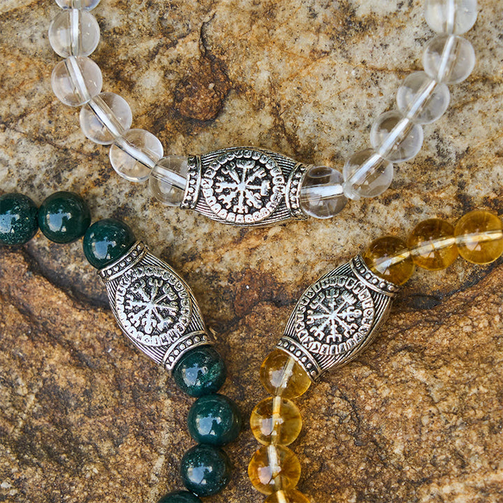 WorldNorse Wikinger-Runen-Armband mit Vegvisir und Kristallperlen - image 2