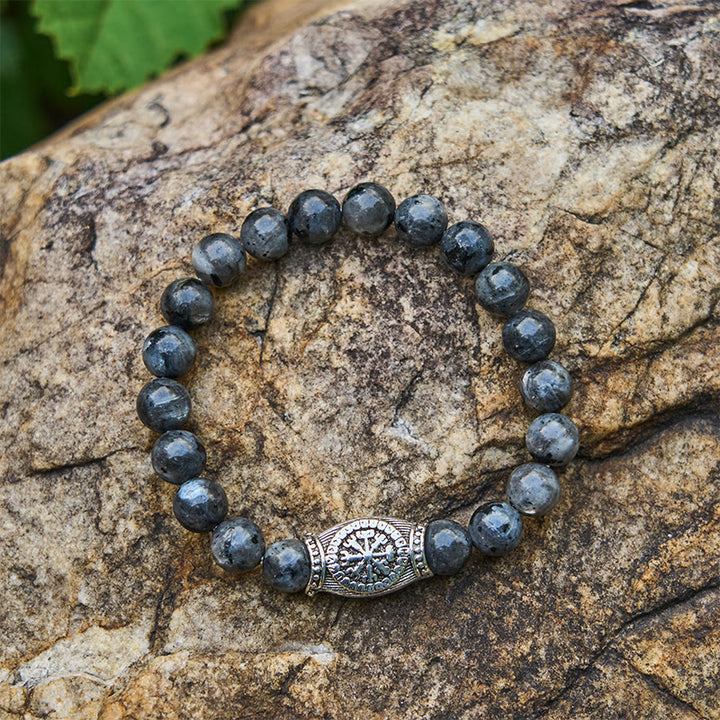WorldNorse Wikinger-Runen-Armband mit Vegvisir und Kristallperlen - Labradorit - image 13