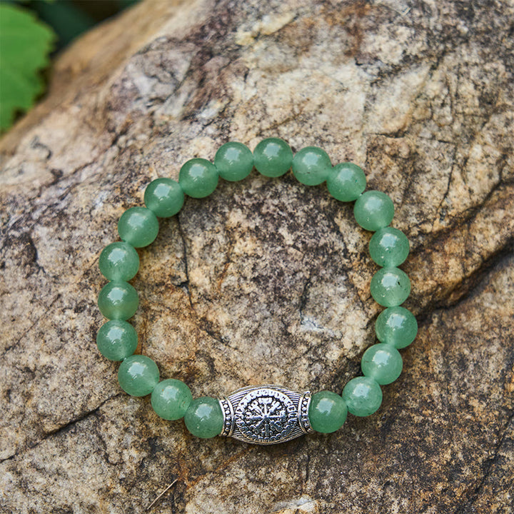 WorldNorse Wikinger-Runen-Armband mit Vegvisir und Kristallperlen - Grüner Aventurin - image 11