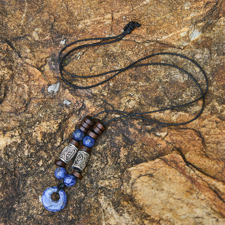 WorldNorse Wikinger-Halskette mit schillerndem Talisman und Perlen - Blauer Spitzenachat - image 11