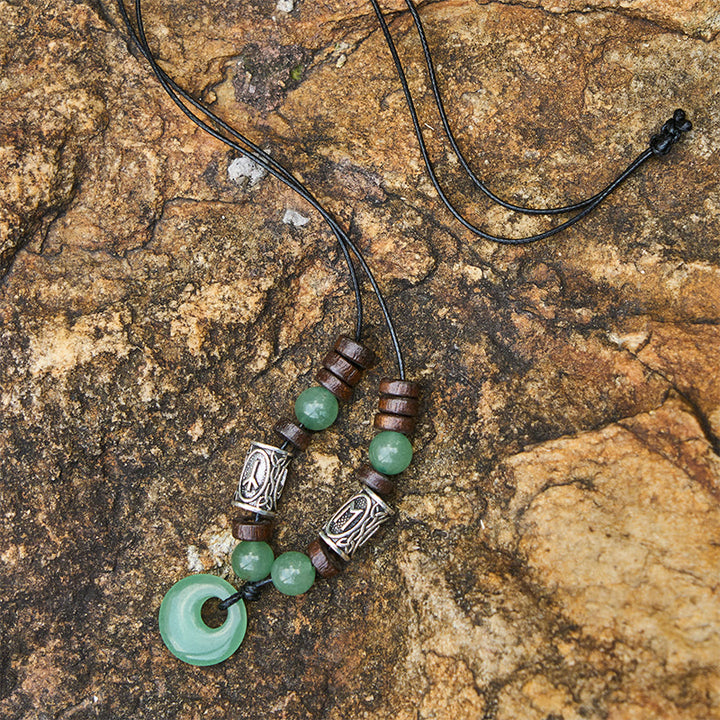 WorldNorse Wikinger-Halskette mit schillerndem Talisman und Perlen - Grüner Aventurin - image 9