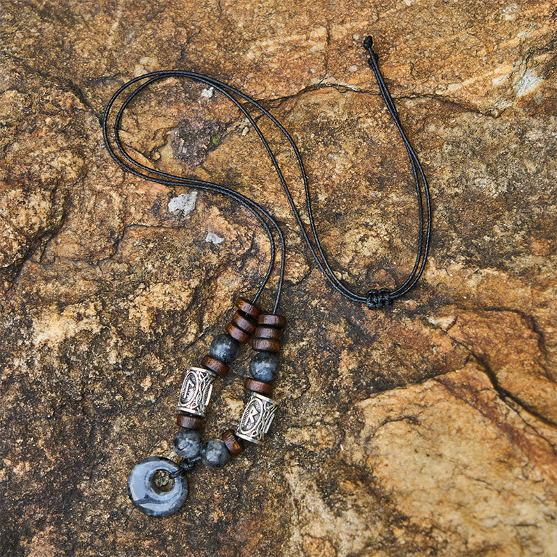 WorldNorse Wikinger-Halskette mit schillerndem Talisman und Perlen - Labradorit - image 6