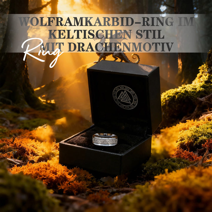 WorldNorse Keltischer Ring aus Wolframcarbid mit Drachenmotiv - image 7