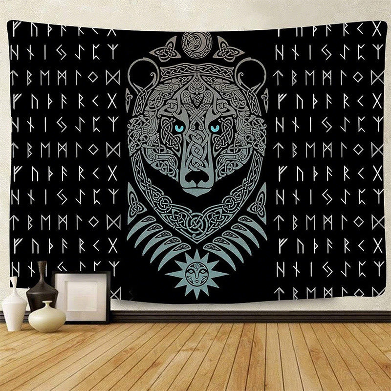 WorldNorse Wikingerweberei Rune Mond Sonnenteppich - Tragen - 180 x 320 cm - image 0