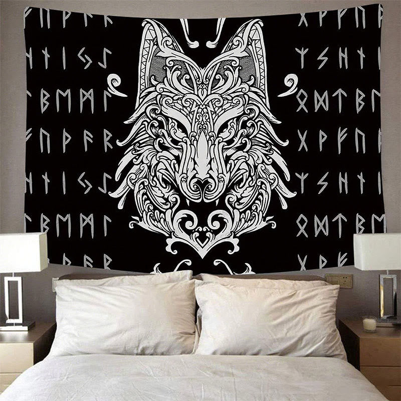 WorldNorse Wandteppich Nordisches Filigran- Wolf -Totem - image 2