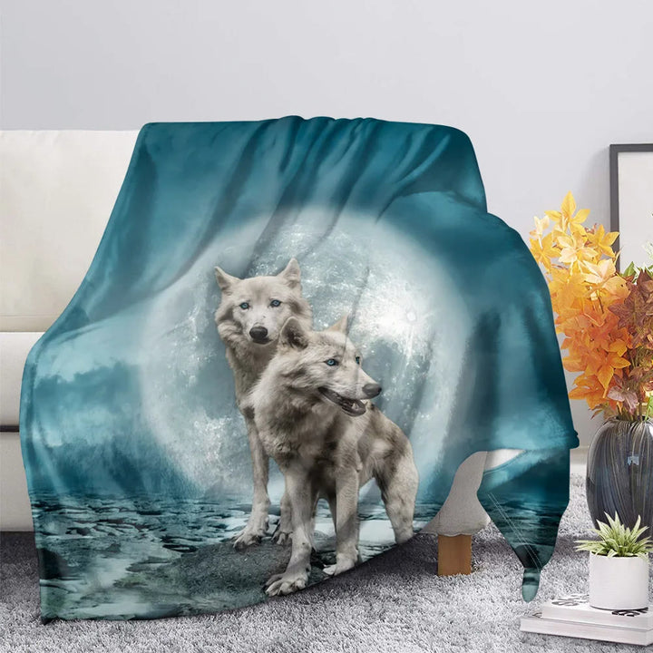 WorldNorse Pack Wolf Mondschein-Heulen Decke - Zwillingswolf - 264 x 228 cm - image 2