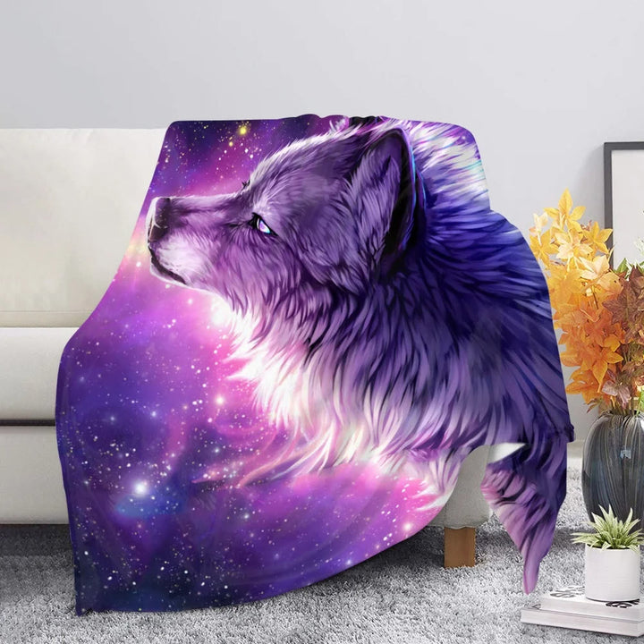 WorldNorse Pack Wolf Mondschein-Heulen Decke - Violetter Wolf - 264 x 228 cm - image 1