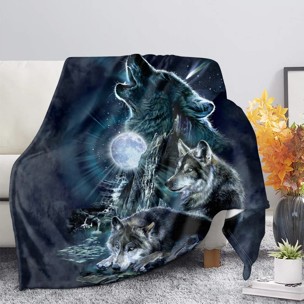 WorldNorse Pack Wolf Mondschein-Heulen Decke - Rudelwolf - 264 x 228 cm - image 0