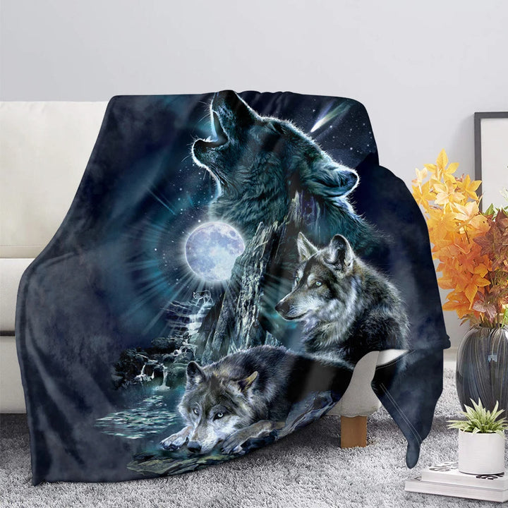 WorldNorse Pack Wolf Mondschein-Heulen Decke - Rudelwolf - 264 x 228 cm - image 0