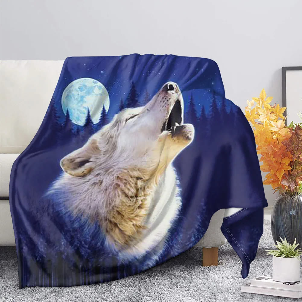 WorldNorse Blasser Wolf Wald Mond Heulen Decke - Blasser Wolf - 264 x 228 cm - image 0