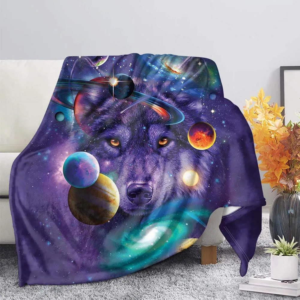 WorldNorse Blasser Wolf Wald Mond Heulen Decke - Violet Wolf - 264 x 228 cm - image 2