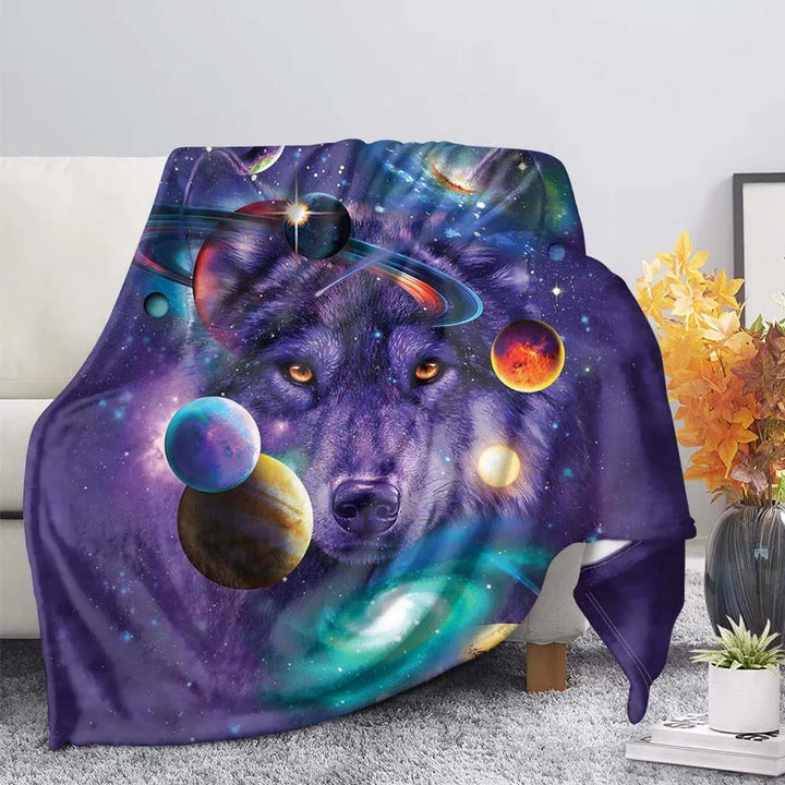 WorldNorse Blasser Wolf Wald Mond Heulen Decke - Violet Wolf - 264 x 228 cm - image 2