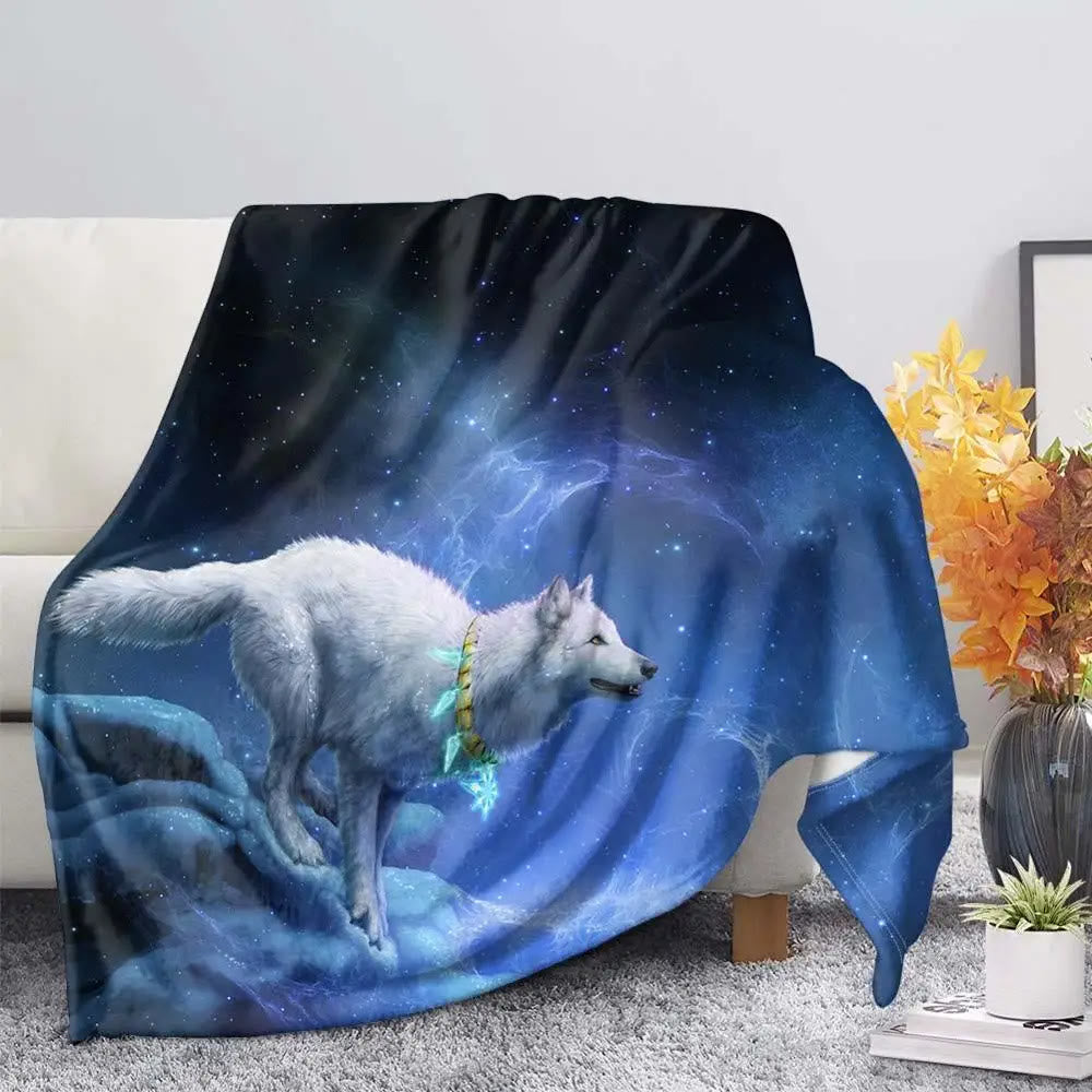 WorldNorse Wolfsrudel Raben-Traumfänger Himmlische Decke - Weißer Wolf - 264 x 228 cm - image 1