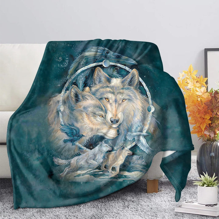 WorldNorse Wolfsrudel Raben-Traumfänger Himmlische Decke - Rudelwolf - 264 x 228 cm - image 0