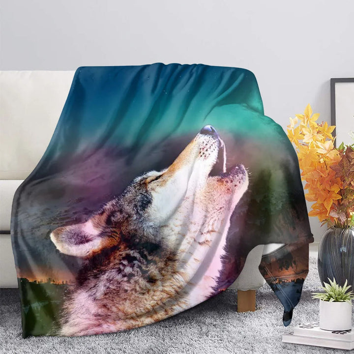 WorldNorse Wolf Schillernde Überwurfdecke - Einzelgänger Wolf - 264 x 228 cm - image 0
