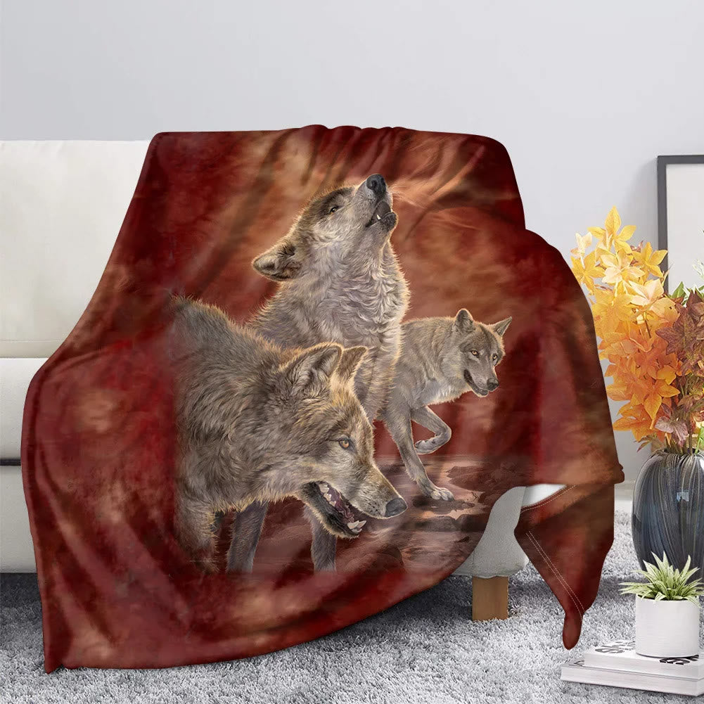 WorldNorse Wolf Schillernde Überwurfdecke - Purpurroter Wolf - 264 x 228 cm - image 1