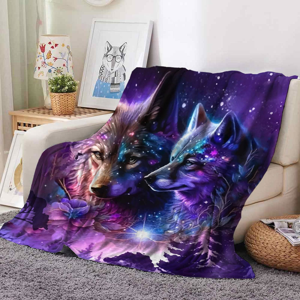 WorldNorse Binärer Wolf Violetthain Decke - image 1
