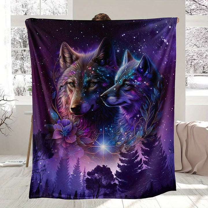 WorldNorse Binärer Wolf Violetthain Decke - Wölfe - 150 x 200 cm - image 0