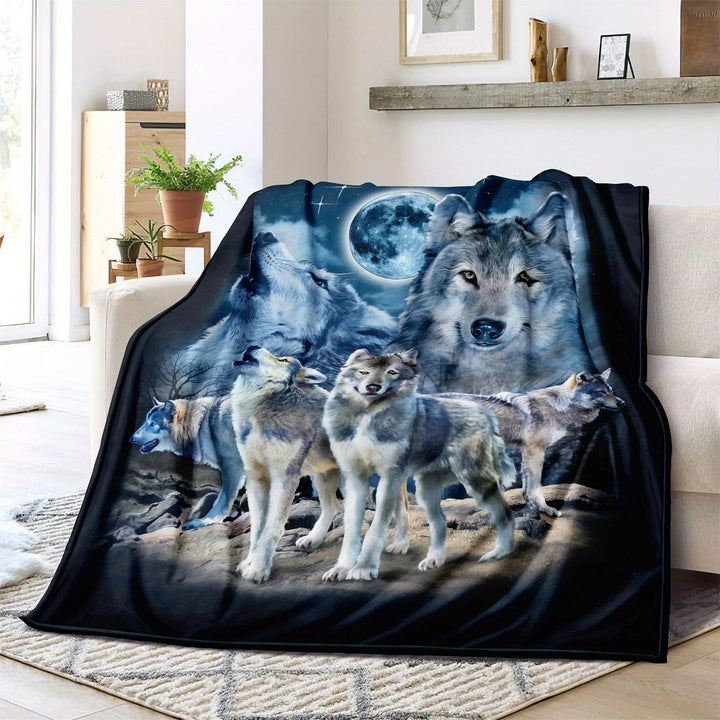WorldNorse Wolf Mondbeschienene Felsenklippen-Versammlungsdecke - image 1