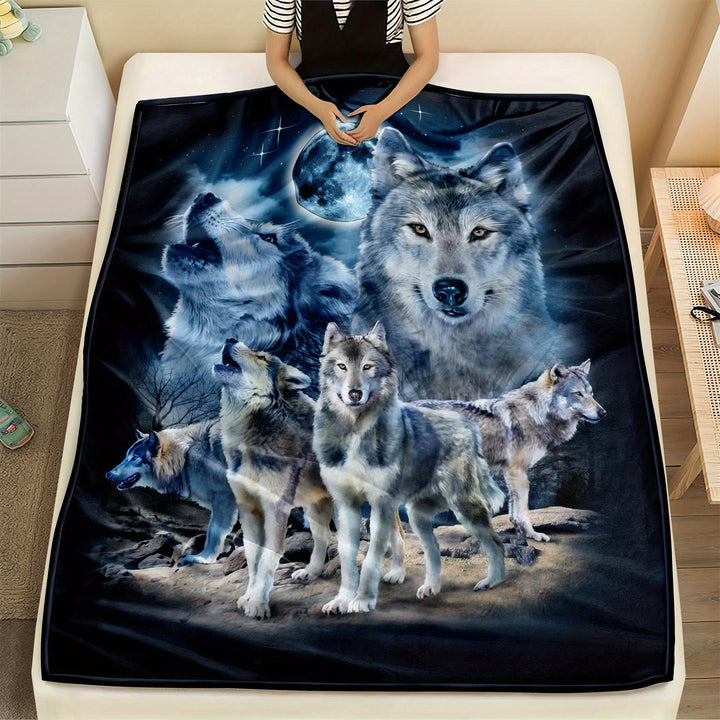 WorldNorse Wolf Mondbeschienene Felsenklippen-Versammlungsdecke - image 4