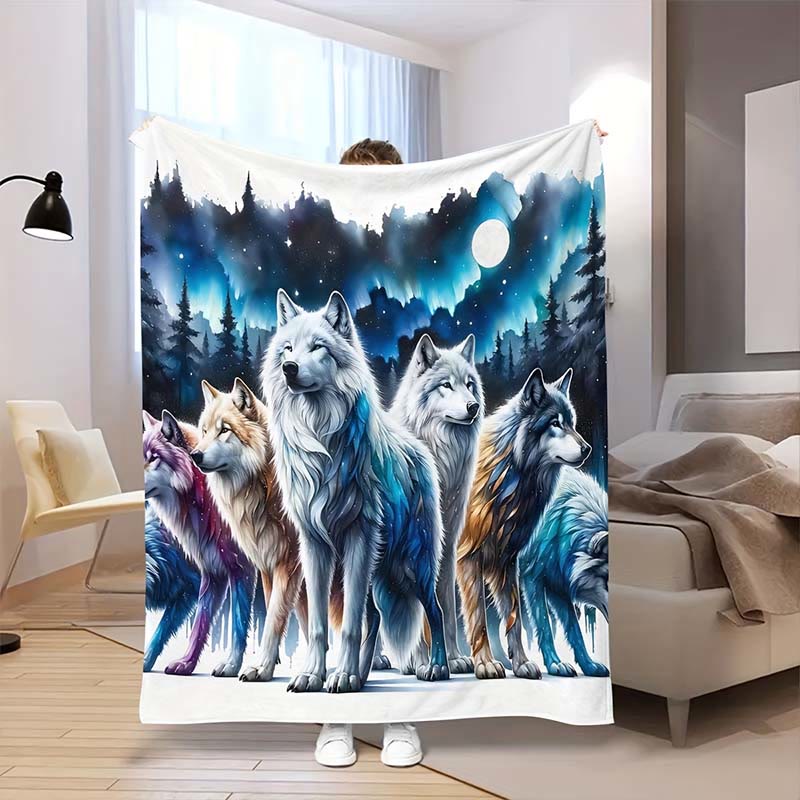WorldNorse Chromatic Wolf Pack Aurora Frost Einfarbige Decke - image 2
