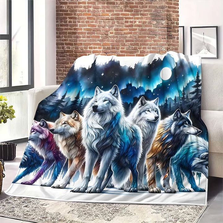 WorldNorse Chromatic Wolf Pack Aurora Frost Einfarbige Decke - image 1