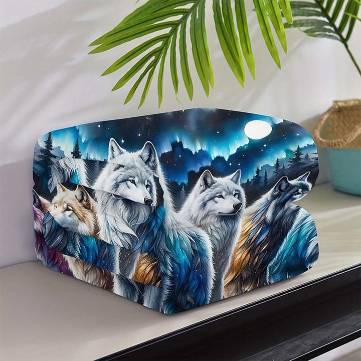 WorldNorse Chromatic Wolf Pack Aurora Frost Einfarbige Decke - image 3