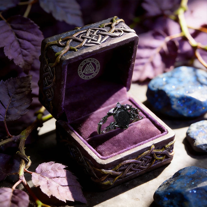 WorldNorse Sternennacht-Traum-Ring-Set aus blauem Sandstein und Amethyst, 2-teilig - image 5