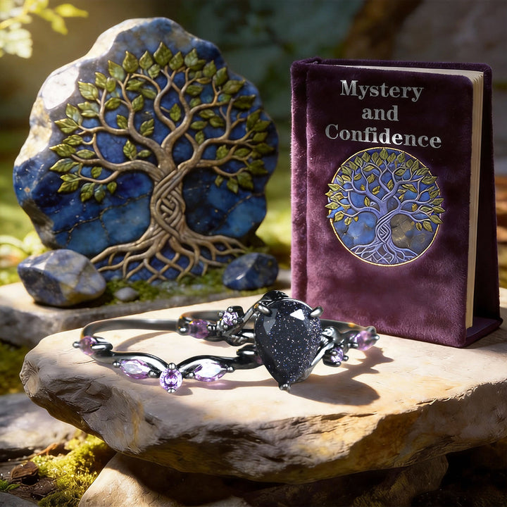 WorldNorse Sternennacht-Traum-Ring-Set aus blauem Sandstein und Amethyst, 2-teilig - image 4