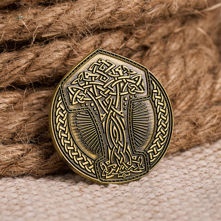 WorldNorse Viking Mjölnir Keltischer Knoten Brosche - Mjölnir - image 0