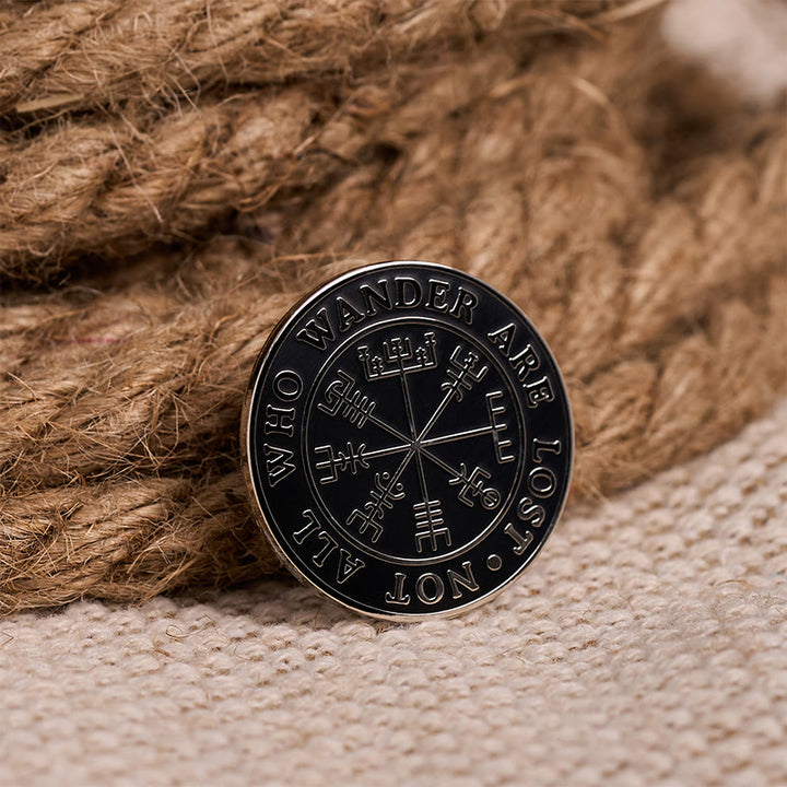 WorldNorse Wikinger-Kompass Vegvisir Vers-Brosche - Vegvisir - image 0