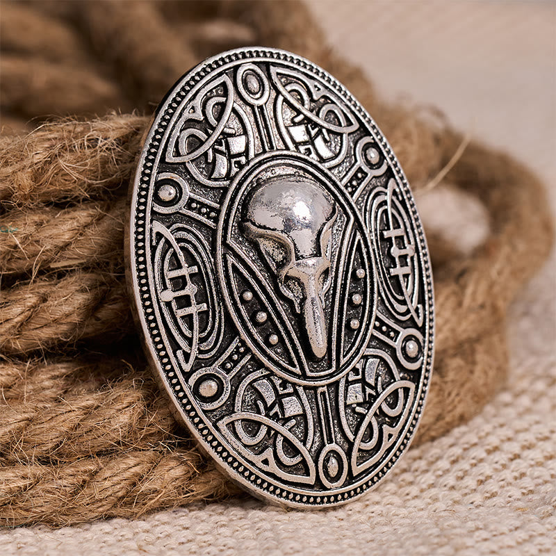 Brosche mit nordischem Totenkopf-Knotenmuster - Retro Silber - image 0