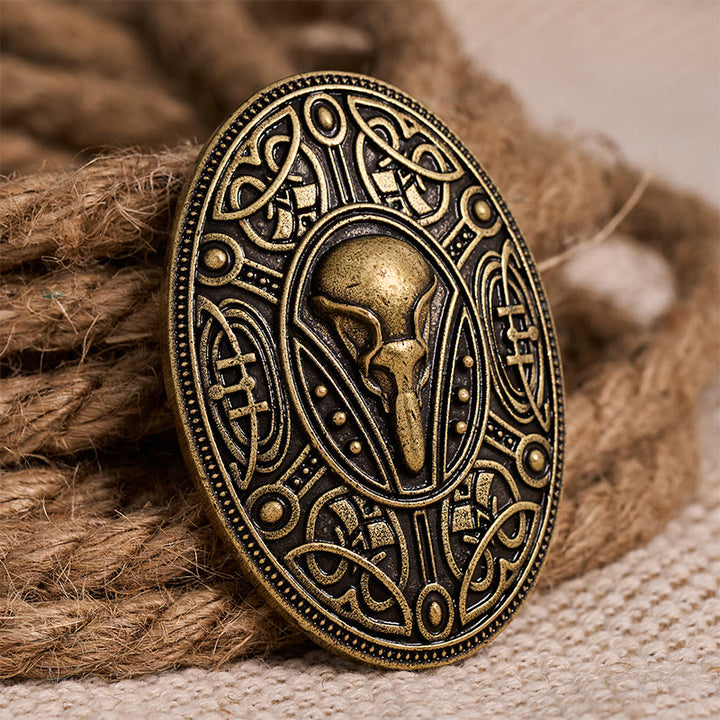 Brosche mit nordischem Totenkopf-Knotenmuster - Retro Gold - image 7