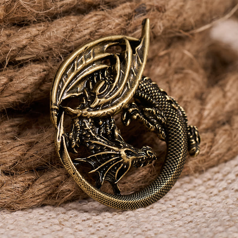 WorldNorse Wyrm Nordischer Drache -Brosche - Retro Gold - image 7