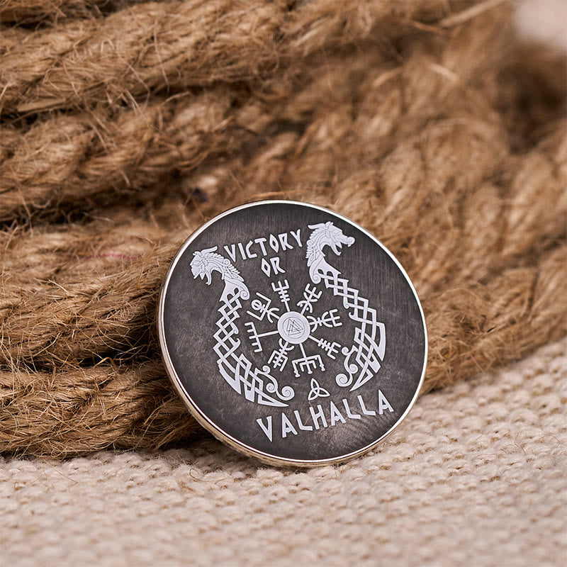 WorldNorse Nordischer Drache Vegvisir Kompassbrosche - Nordischer Drache - image 0