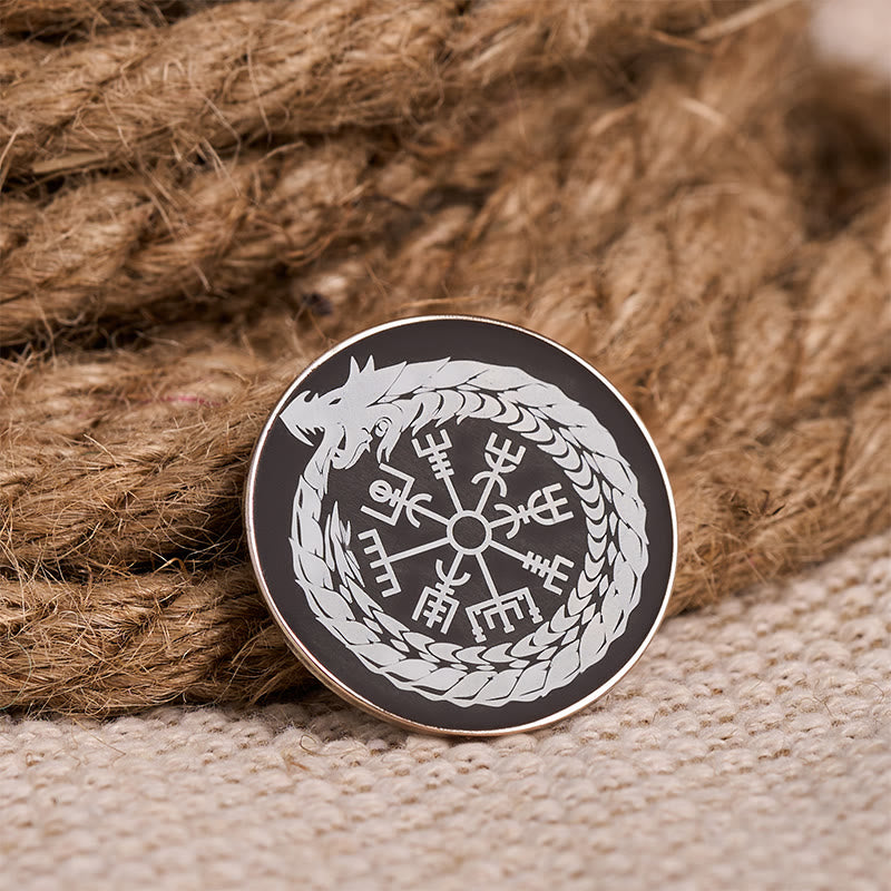 WorldNorse Vegvisir Drachenkranz-Leitfaden-Brosche - Vegvisir - image 0