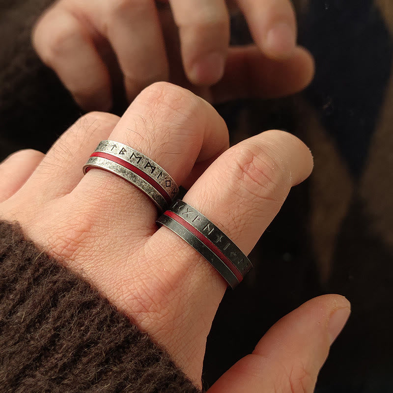 WorldNorse Schmiedering mit Rune , purpurrot - image 1