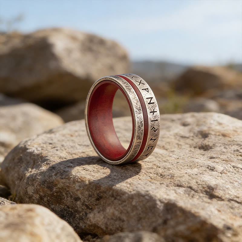 WorldNorse Schmiedering mit Rune , purpurrot - Retro Silber - 70mm - image 3
