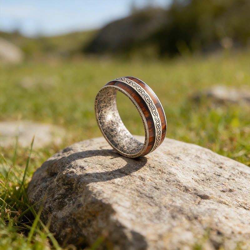 WorldNorse Ring mit verwittertem Keltischer Knoten -Inlay - Retro Silber - 70mm - image 3