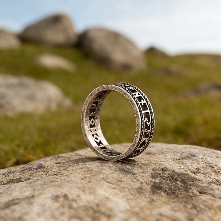 WorldNorse Geschmiedeter Runenring - Retro Silber - 70mm - image 4