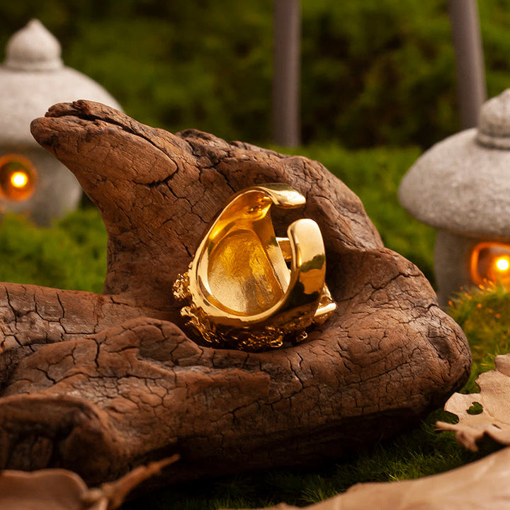 WorldNorse Schmiedet Goldener Felsenschädelring - image 5