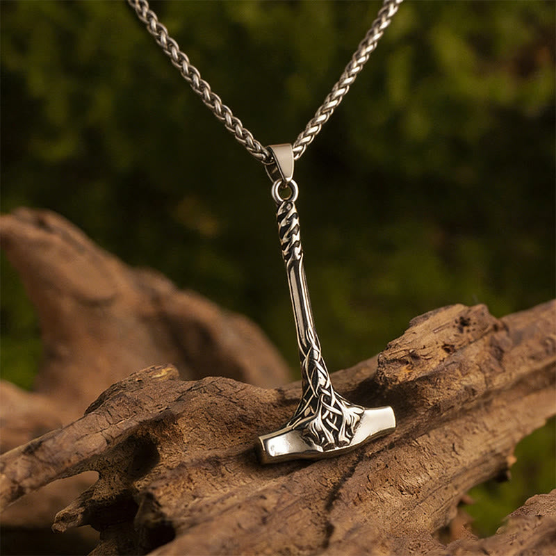 WorldNorse Geflochtene Knoten Mjölnir Halskette - Mjölnir - image 0