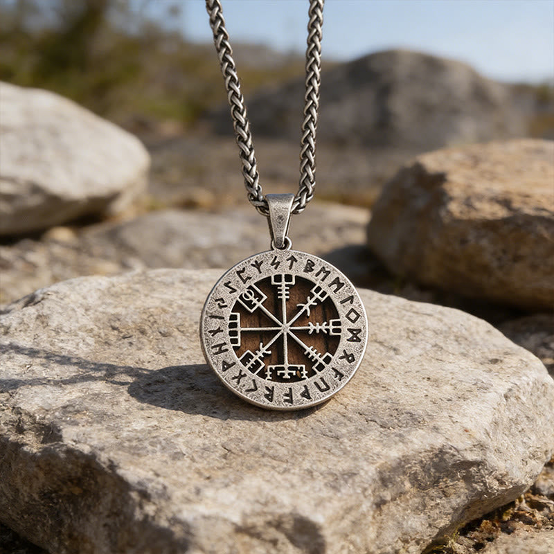 WorldNorse Verwitterte Vegvisir Rune - Retro Silber - image 3