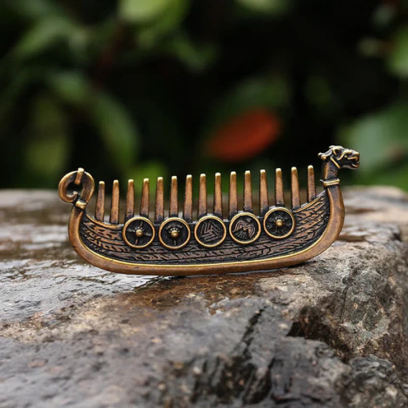 WorldNorse Viking Dragon Bug Rune Comb - Retro Bronze - image 1