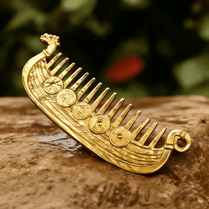 WorldNorse Viking Dragon Bug Rune Comb - Gold - image 3