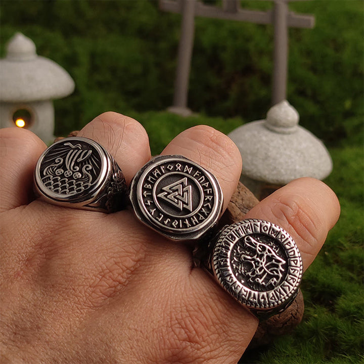 WorldNorse Geschmiedeter Valknut Rune -Siegelring - image 1